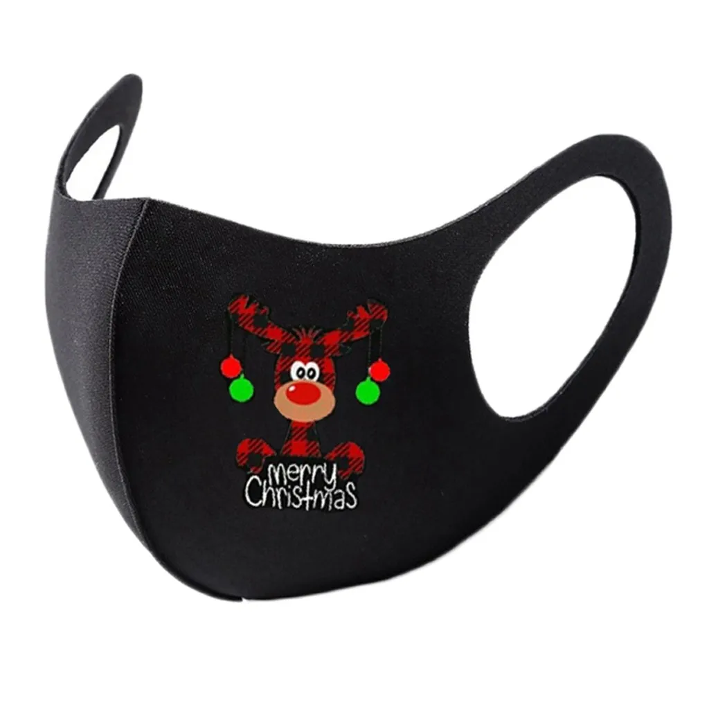 Christmas Prints Mask Adult Reusable Colorful Fabric Face Xmas Print Unisex Neutral Washable Masks Earloop Bandage Masques