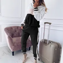 Женский модный Европейский и американский спортивный костюм, повседневный стрейчевый спортивный костюм, спортивный комплект для бега, Толстовка и штаны#1212