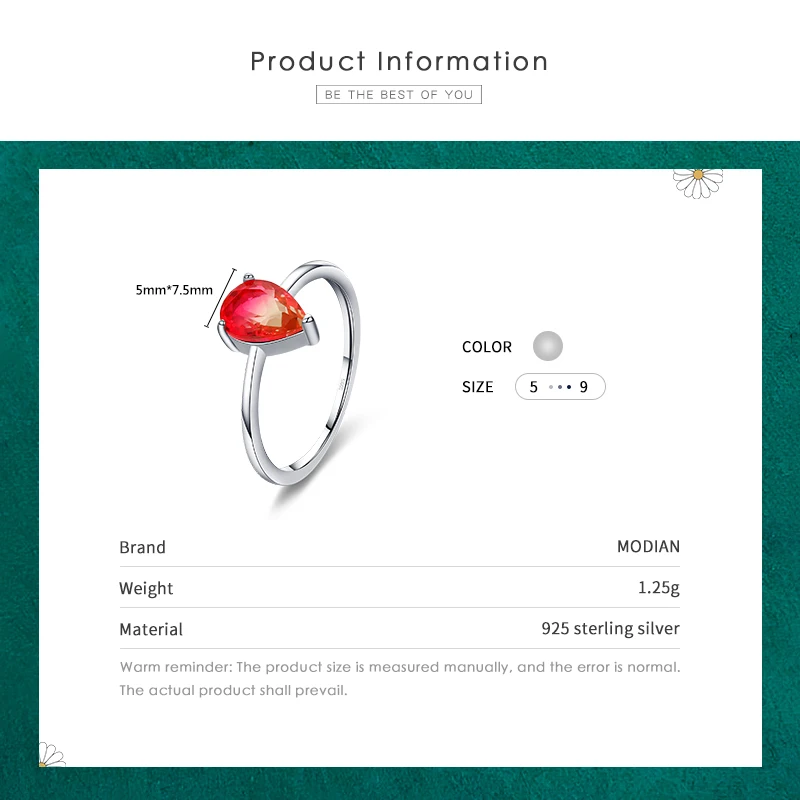Modian Pure 925 Sterling Silver Rainbow Tourmaline Female Rings for Women Geometric 6 Shape Finger Rings Wedding Fine Jewelry