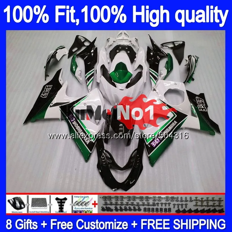 Инъекции для SUZUKI K9 GSXR1000 GSXR 1000 белый зеленый 23MC. 160 GSXR-1000 2009 2010 09, 10, 11, 14, 15, 16 лет обтекатель oem