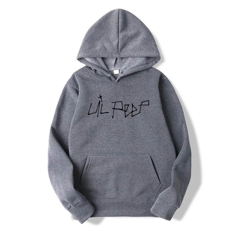 Lil peep забавные толстовки lil открытые толстовки с принтом плюс размеры для мужчин повседневные флисовые уличные толстовки плач baby lil peep - Цвет: Dark grey
