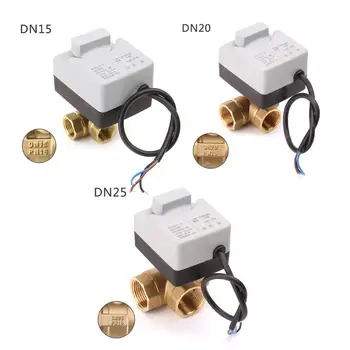 

AC 220V 3-way Electric Motorized Ball Valve Three-wire Two Control For Air Conditioning U4LB