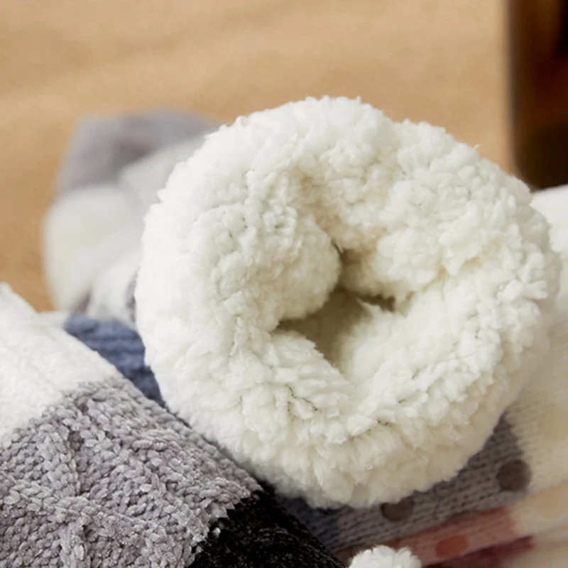 Fashion Thicken Fleece Lined Socks Women Soft Warm Cozy Fuzzy Slipper Socks