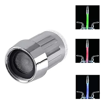 

Temperature Sensor 3 Color Kitchen Water Tap Faucet Glow Shower LED faucet Light with adapter booster shower bathroom #3D17