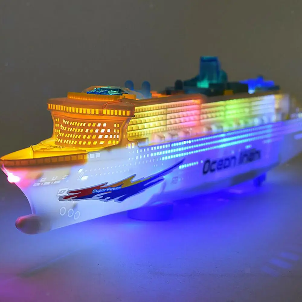 

Ship Toy Die Cast Metal Cruise Ship Model Ocean Liner Boat Pull Back Toy with LED Light & Sound Bump Change Direction for Kids