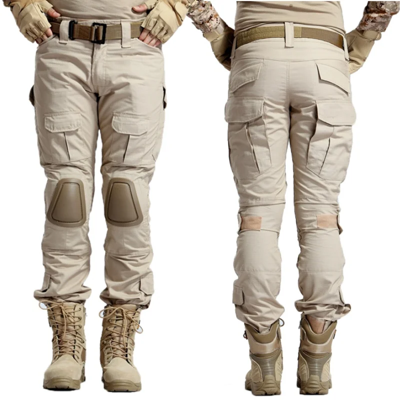 Tactical Pants Men's Cargo Pants With Knee Pads Outdoor Army Military Battlefield Hunting Pants Tan Airsoft Combat Trousers