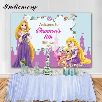 

InMemory Tangled Rapunzel Princess Backdrop Castle Sika Deer Girls Birthday Party Background For Photo Studio Party Banner 7x5FT