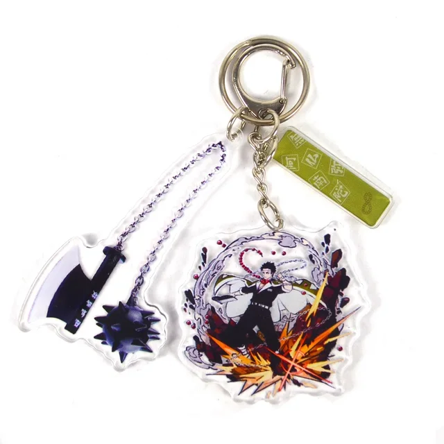 Anime Demon Slayer Kamado Tanjirou Kimetsu No Yaiba Pendant Keychains Acrylic Cartoon Key Chain Decoration Keyring Prop Gift 12