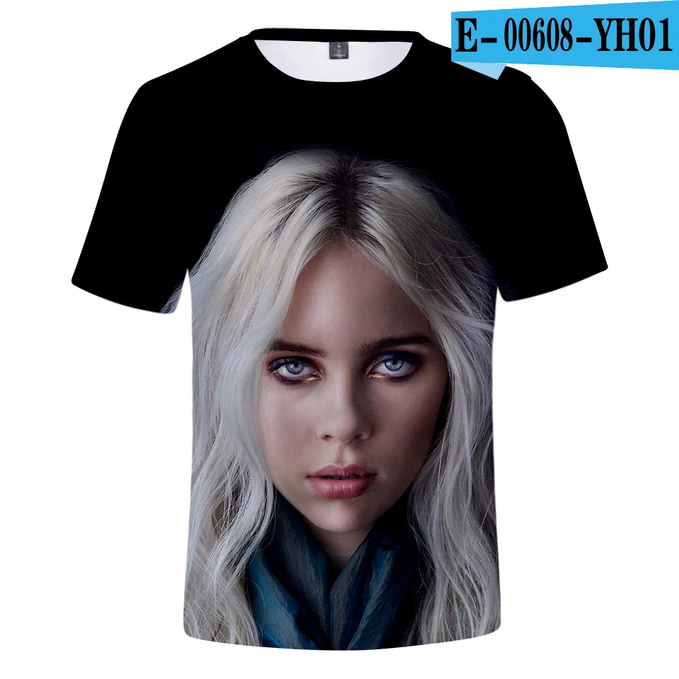 Новая модная футболка Billie Eilish, популярная мужская и женская летняя футболка с короткими рукавами и 3D рисунком, топы для девочек и мальчиков - Цвет: 3D