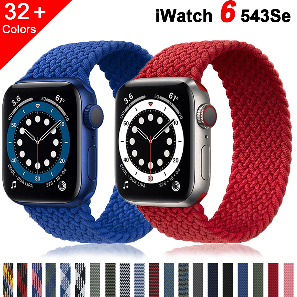 Correa trenzada para Apple watch, Correa trenzada para iWatch de 44mm y 40mm, pulsera de reloj de tela de 38mm/42mm, serie applewatch 6 5 4 3 SE