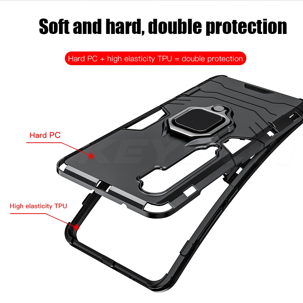 Durable Shockproof Armor Phone Case with Car Ring Holder - KEYSION