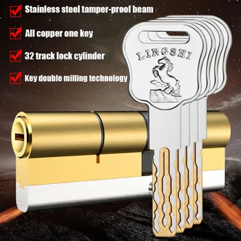 

European American standard anti-theft door lock core Gate lock living room door lock cylinder stainless steel brass lock 10 keys