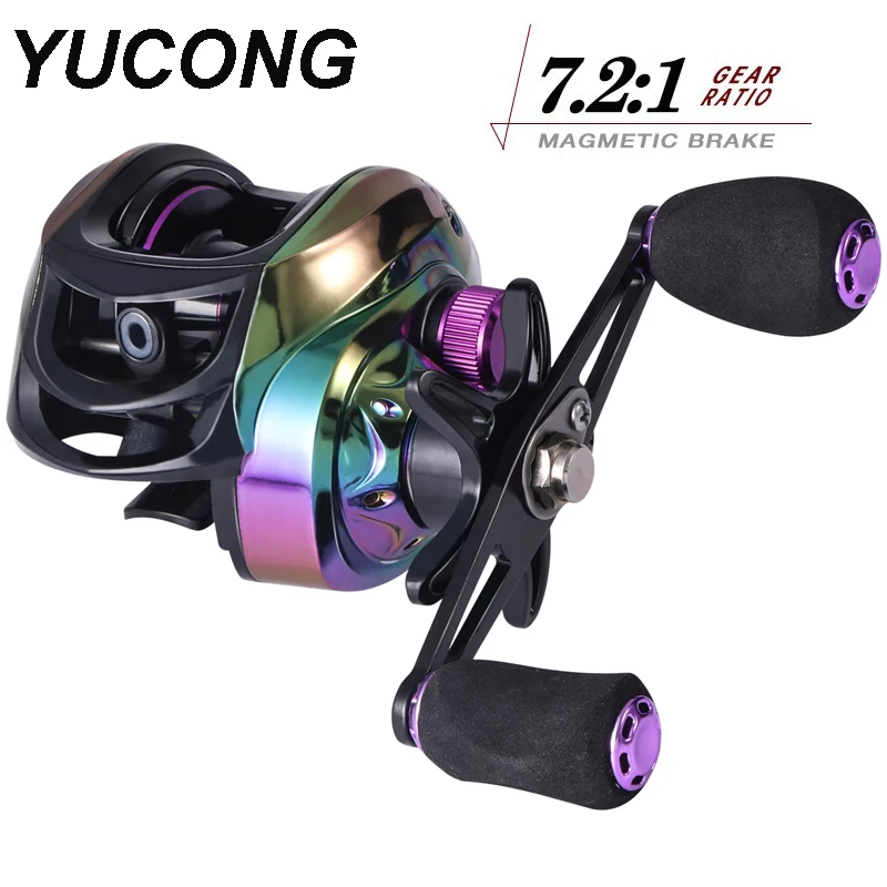 

YUCONG красочная катушка для заброса приманки передаточное число 7,2: 1 легкая Рыболовная катушка уличная портативная Магнитная Тормозная система рыболовное колесо