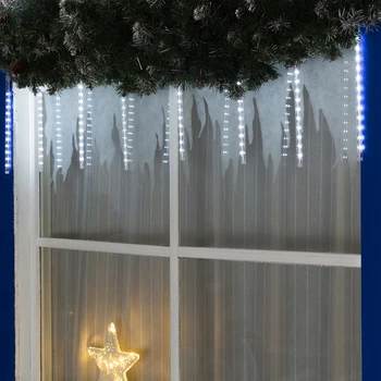 

Garland "Thread" 3 m with attachments "Icicles spiral 30 cm", IP20, transparent thread, 192 LED, white glow, overflows, 220 V