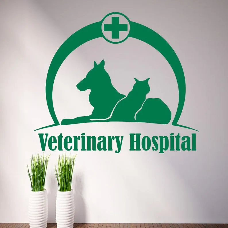 

Wall Decal Pets Veterinary Services Medicine wall sticker Veterinary Clinic Design Grooming Salon wall window decor JH133