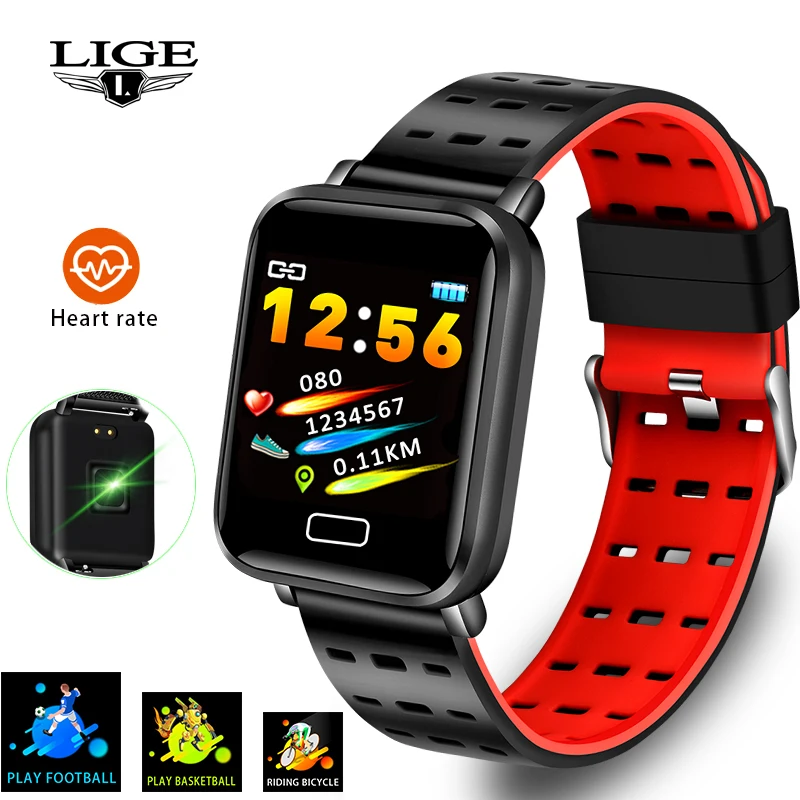 

LIGE 2019 New Smart Bracelet Heart Rate Blood Pressure Monitoring Fashion Sport Fitness Tracker Watch Pedometer Smart Band+Box