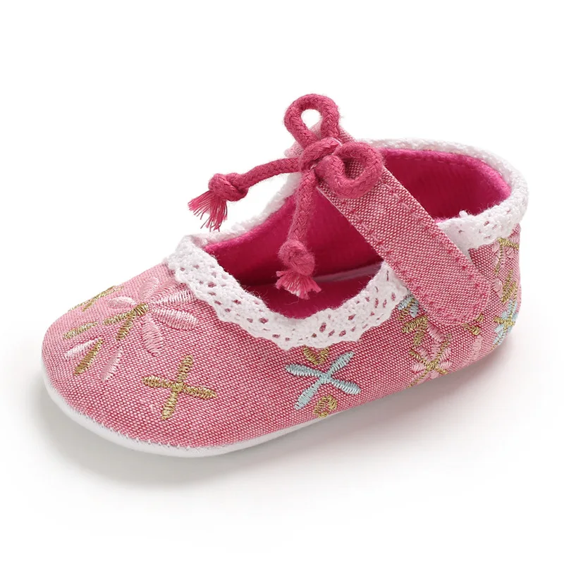 Милая новинка, 1 пара, первые ходунки, детские ходунки, мягкая обувь+ AGE3-12M, противоскользящие детские постельные туфли для малышей/новорожденных - Цвет: Красный