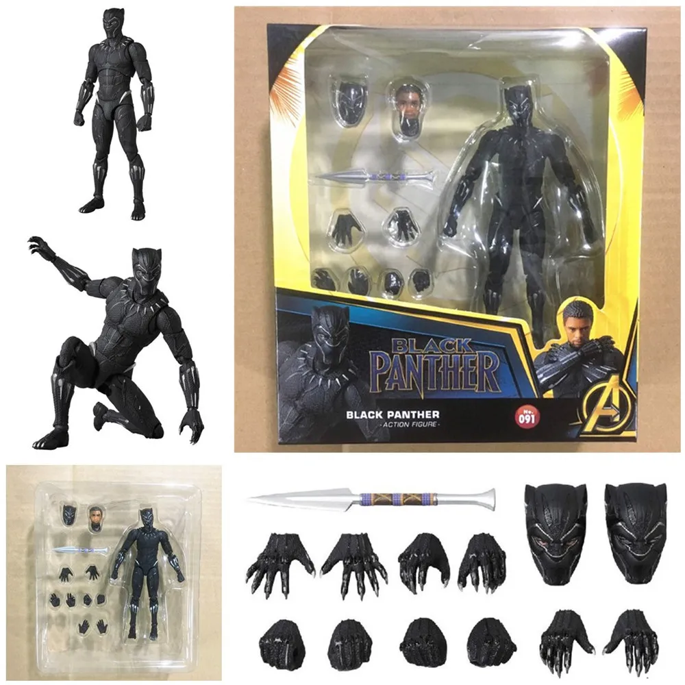 

Marvel Black Panther 6" Action Figure Avengers Endgame The King Of Wakanda T'Challa Legends KO's Mafex 091 Toys Doll