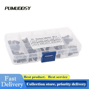 

100PCS Each 10PCS NE555 UC3842 UC3843 UC3845 24C02 24C04 24C08 24C16 24C32 24C64 DIP IC Assortment Kit with Box