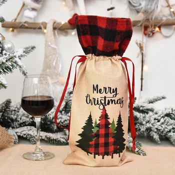 

Christmas Wine Bottle Decor Flower Bottle Cover Clothes for New Year Xmas Party