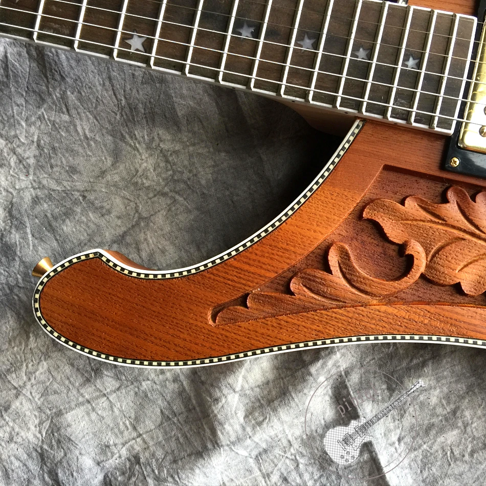 Custom shop Пользовательские электрогитары, матовый коричневый, лазерная гравировка, любой формы и цвета могут быть сделаны. перевозка