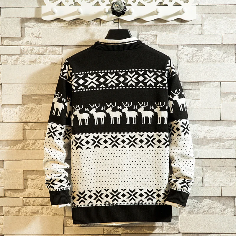 Loldeal Men Causal O Neck Sweater Deer Printed Autumn Winter Christmas Pullover Knitted Jumper Sweaters