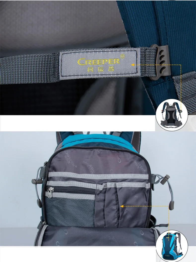 Creeper Outdoor Sports Mountaineering Backpack Camping Hiking Trekking Rucksack Travel Waterproof Cover Bike Bags