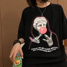 

New T-shirt Female Sculpture Venus Print Summer New Loose Korean Men And Women Streetwear Top Harajuku Hip-hop T-shirt