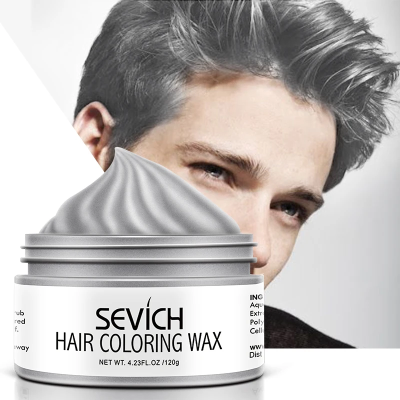 Sevich Temporary Hair Color Wax Men Diy Mud One-time Molding Paste Dye Cream Hair Gel for Coloring Styling 120g Silver Grey temporary hair color wax