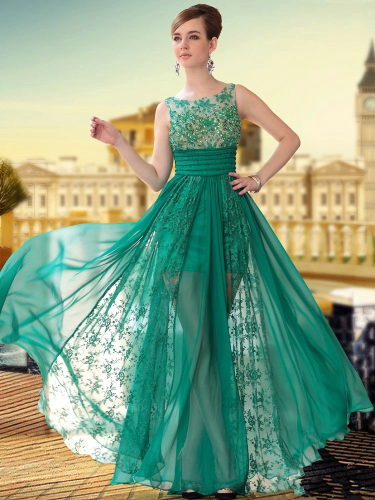 

women formal vestido de festa longo renda elegant lace party long emerald green evening gown 2018 mother of the bride dresses