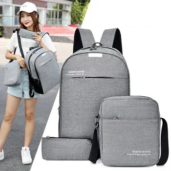 

3Pcs/Set Women Men Casual Anti Theft Backpack USB Port Water Charging Travel Laptop School Bag Large Capacity 2020 mochila