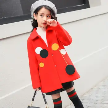 

Thick woolen coat embroidered children's clothing new winter quilted long-sleeved coat coat kids clothes
