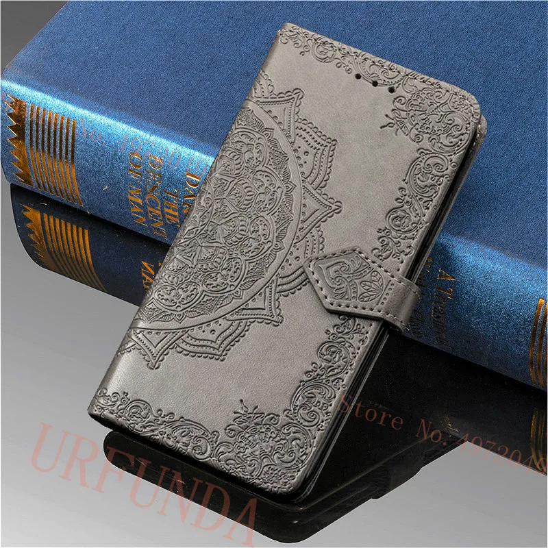 Gray Кожаный чехол с мандалой для Xiao mi Red mi 7A 6 6A 5 Plus 4A Note 5A 4 4X5 6 7 Pro 3S Go mi 9 SE 9T A1 A2 8 Lite Red mi 7A откидная крышка - Цвет: Gray