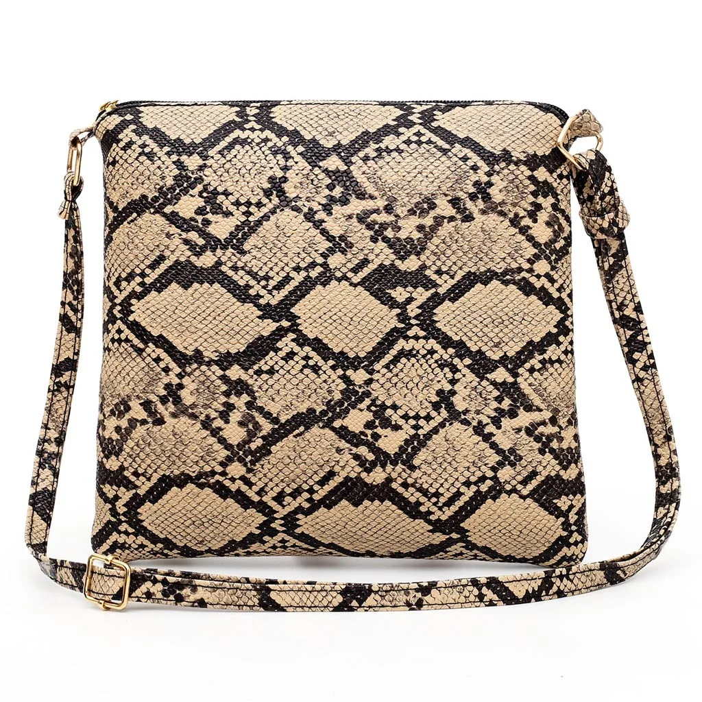Fashion Women Tassel Snake Printing Zipper Messenger Bag Handbag Shoulder Bag Elegant Small Square Bags#YJ