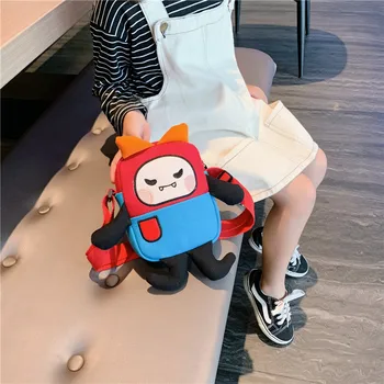 

New canvas small bag female Korean personality devil small pill plush messenger bag cute pocket children bag