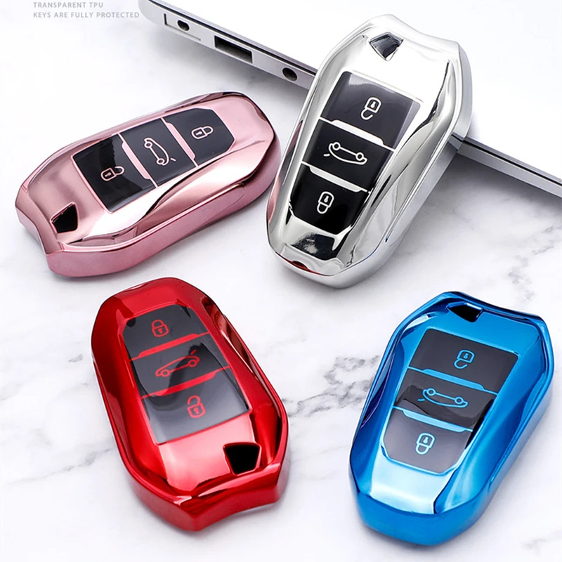 TPU suave coche llave inteligente caso cubierta para Peugeot 308, 408, 508, 2008, 3008, 4008, 5008 Citroen C4 C4L C6 C3-XR AutoAccessories