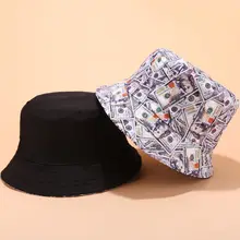 Двусторонняя Панама граффити доллар США 3D печать хип-хоп Солнцезащитная Складная Рыбацкая Панама Кепка