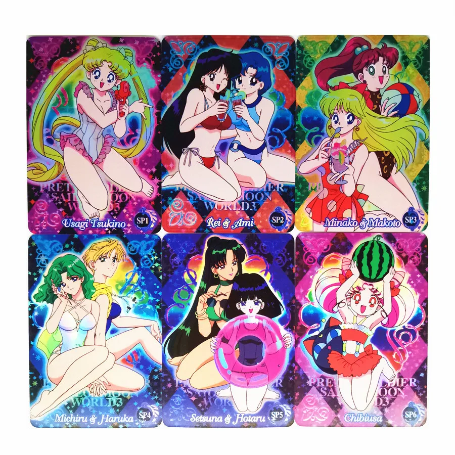 Summer Swimsuit Anime-Cards Sailor Moon Toys Collectibles-Game-Collection 6pcs/Set Hobbies