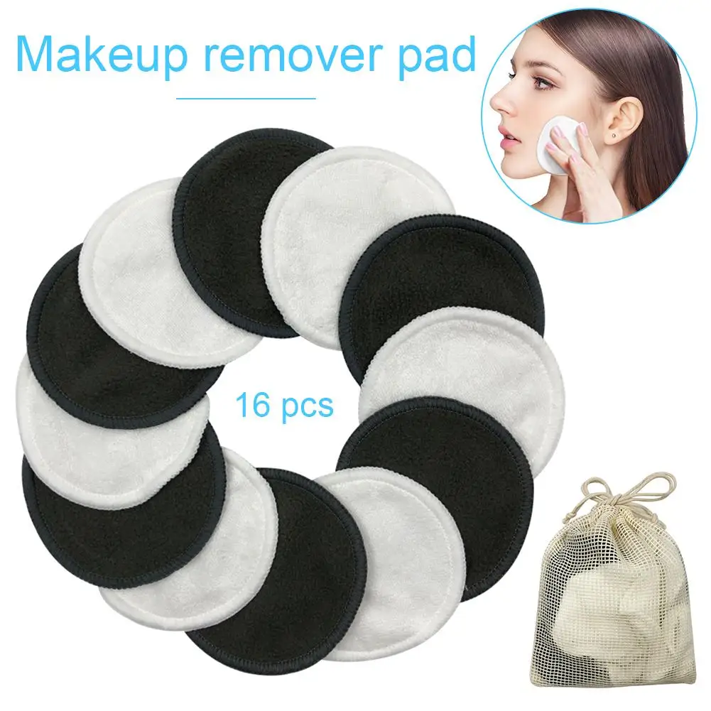 16Pcs Makeup Removal Cotton Pad Washable Reusable Facial Cleansing Pad For Face Eyes Cosmetics Cleaning Tool Very Soft Cotton