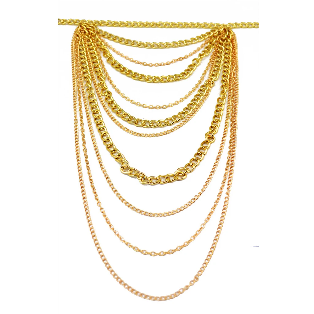 Cool Girls Multi Chain Golden Necklace Arm Shoulder Body Chain Jewelry