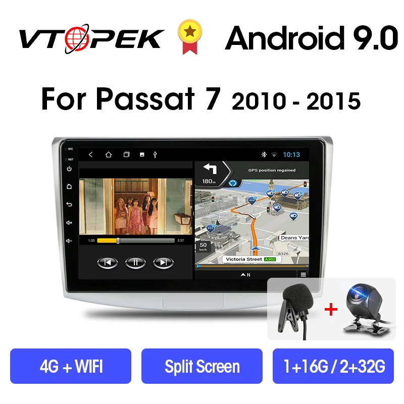 

10.1" Android 9.0 2Din 2G+32G Car Radio Multimedia Video Player For VW Volkswagen Passat B7 B6 2010-2015 Magotan CC Head Unit