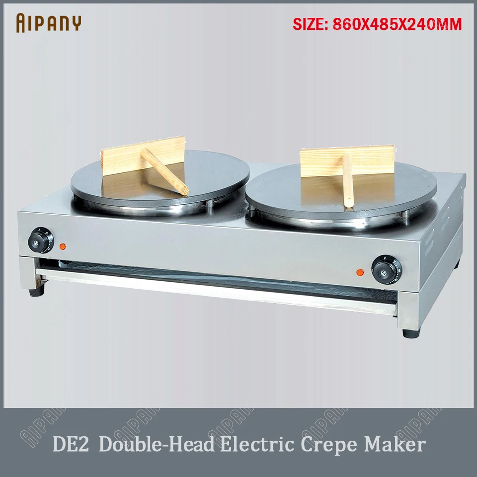 DE1/DE2 electric crepe maker single/double head non-stick crepe cooking pan steak pancake baking machine crepe pan grill griddle