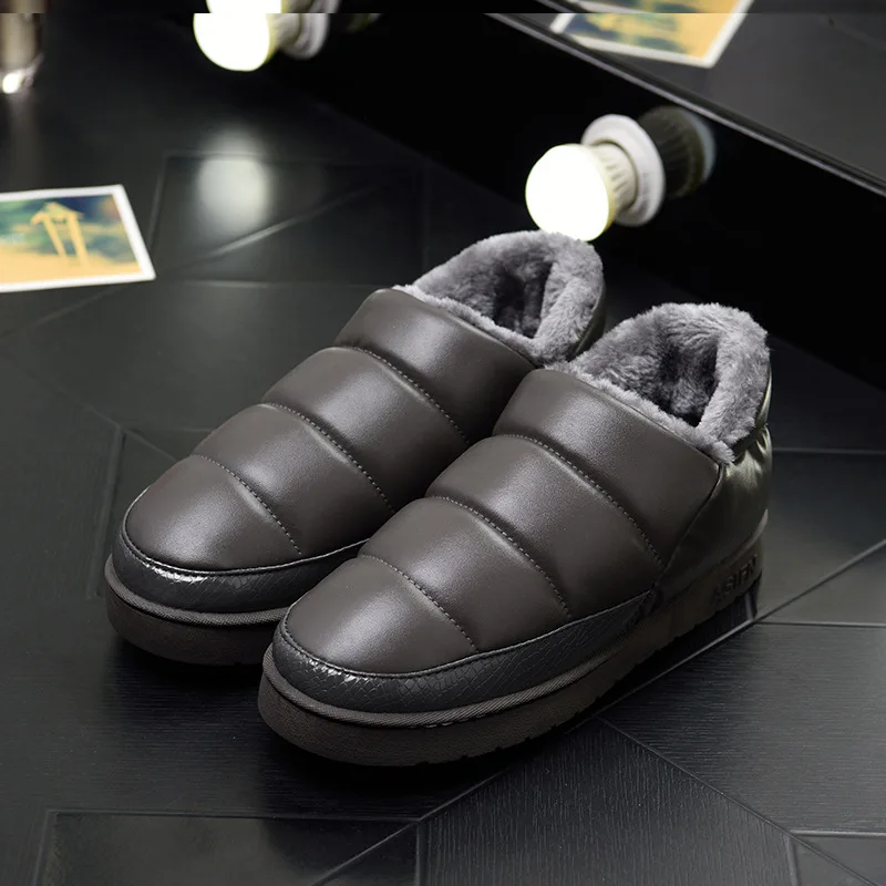 

Winter Plus Size 42 43 Cotton Fabric Slippers Explosion Models Comfort Soft Leather Waterproof Non-slip Keep Warm Slipper