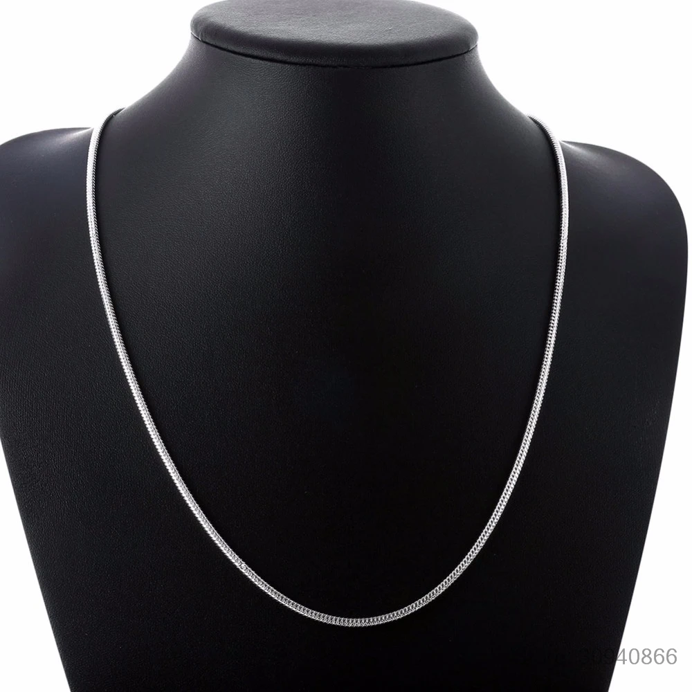 Silver necklace Genuine 925 silver 2mm round snake chain 40cm 45cm 50cm 55cm 60cm 65cm 70cm 75cm women men