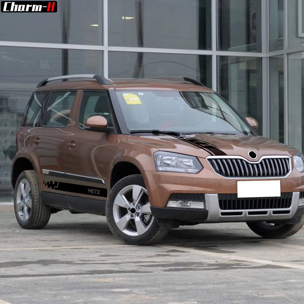 Racing Sport Car Styling Hood Engine Cover Decal Body Graphics Vinyl Side Stripes Skirt Sticker for Skoda Yeti Tuning Accessorie