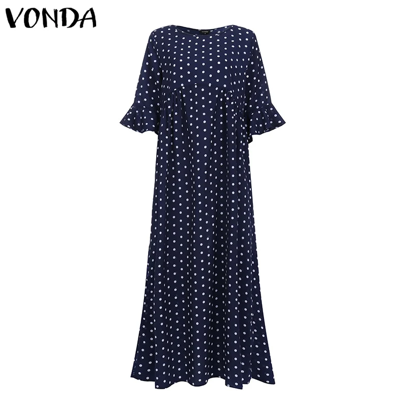 Осеннее платье, VONDA в горошек, винтажный комбинезон, летнее платье, Пляжное Платье, женское вечернее платье, женский сексуальный сарафан