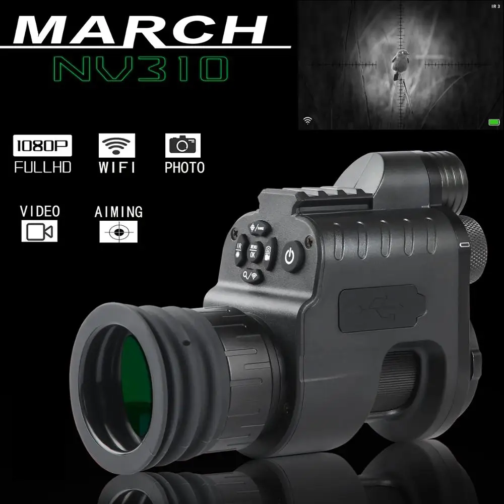 

MARCH NV310 Digital WiFi Night Vision Scope Add On Attach Scout Monocular Hunting Camera Red dot Sight IR Night Vision Optics