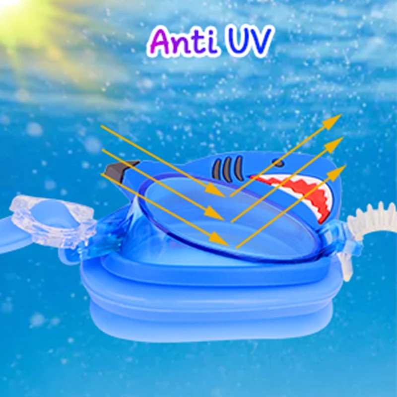 Accessori per il nuoto occhialini da nuoto Anti-UV per bambini occhialini da nuoto Clip da naso in Silicone con custodia per bambini dai 3 ai 12 anni