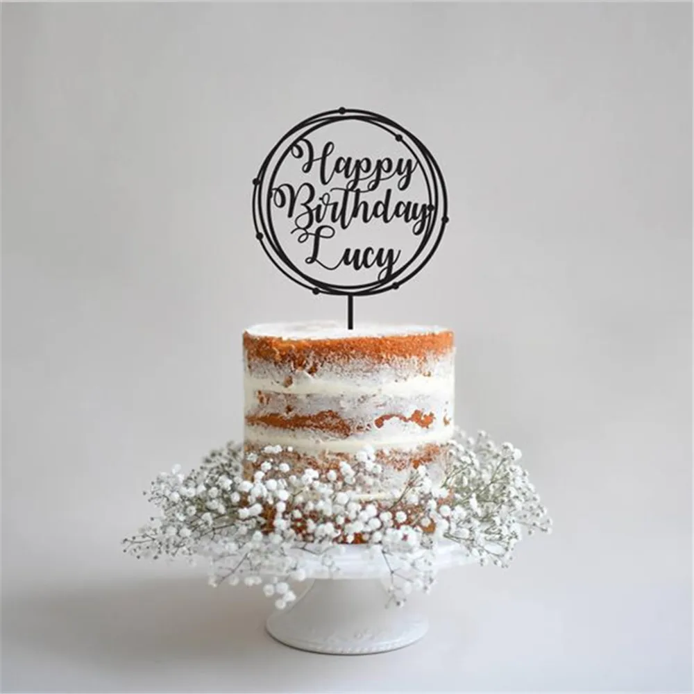 Gold Glitter Personalized Wedding Celebration Birthday Cake Topper Decoration
