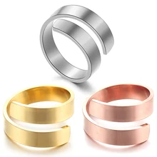 Простые регулируемые спиральные Открытые Кольца для женщин, Серебряное розовое золото, нержавеющая сталь, мужское кольцо, ювелирные изделия в стиле минимализма, подарок на день рождения